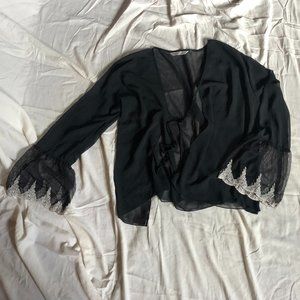 Boho coverup/vintage lingerie short jacket/robe